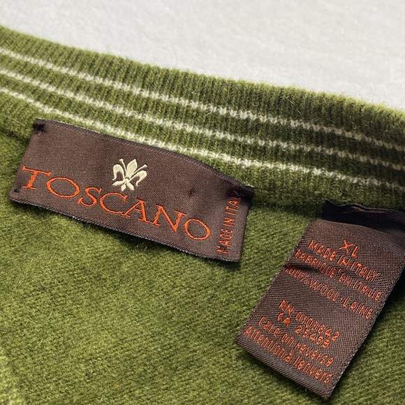 Toscano Wool Long Sleeve V Neck Sweater (Moss Green) - Picture 13 of 16